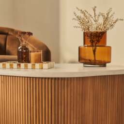 Cove - Warm Wood Ribbed Irregular Coffee Table - thumbnail 6