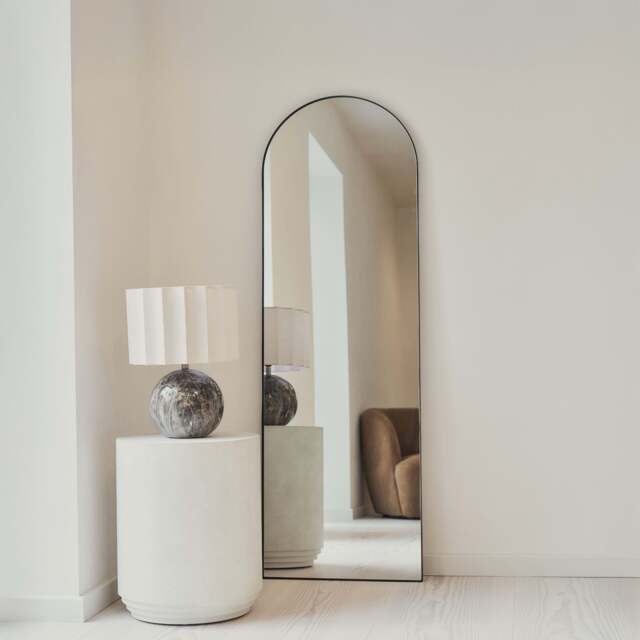 Theo - Full Length Black Arched Large Metal Mirror 160cm x 50cm - image 1