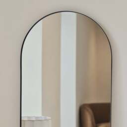 Theo - Full Length Black Arched Large Metal Mirror 160cm x 50cm - thumbnail 2