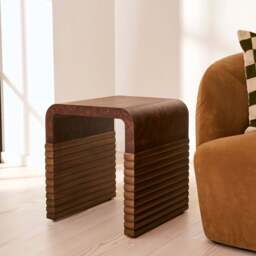 Eliana - Dark Burl Curved Dark Wood Premium Side Table - thumbnail 2