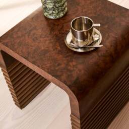 Eliana - Dark Burl Curved Dark Wood Premium Side Table - thumbnail 3