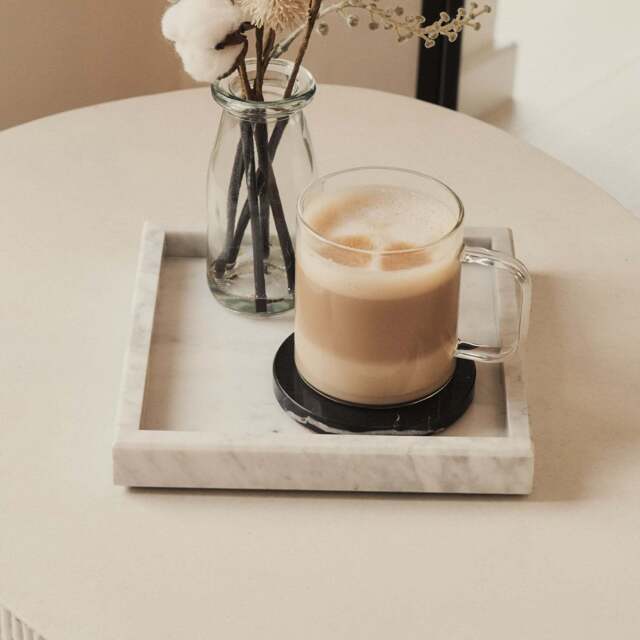 Travara - White Marble Square Decorative Tray - image 1