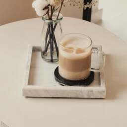 Travara - White Marble Square Decorative Tray - thumbnail 1