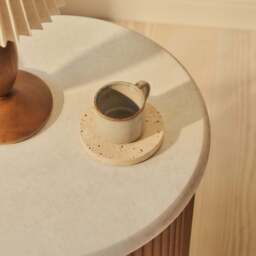 Cove - Warm Wood Ribbed Round Side Table - thumbnail 4