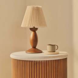 Cove - Warm Wood Ribbed Round Side Table - thumbnail 5