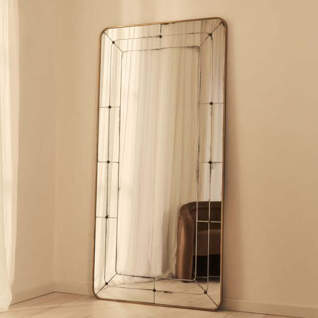 Teramo - Full Length Gold Antique Glass Metal Mirror 180cm x 90cm - image 1