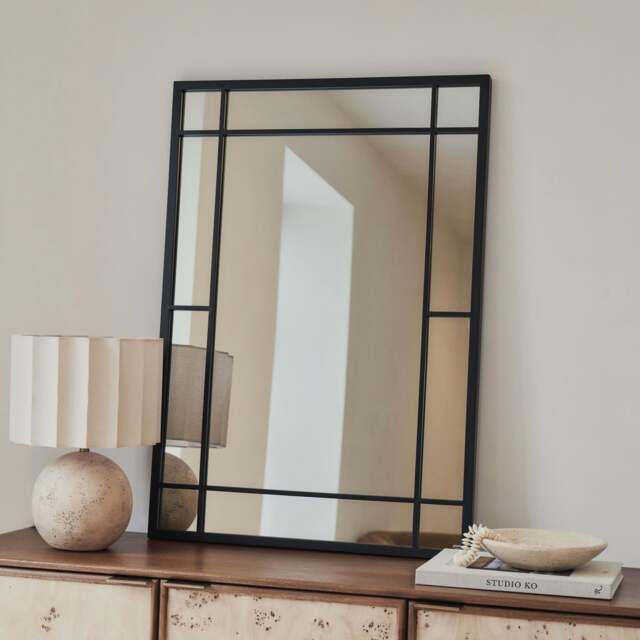 Bexley - Black Rectangular Metal Wall Mirror 100cm x 70cm - image 1