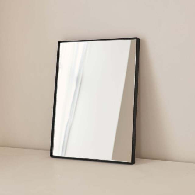 Theo - Black Rectangular Metal Wall Mirror 40cm x 30cm - image 1