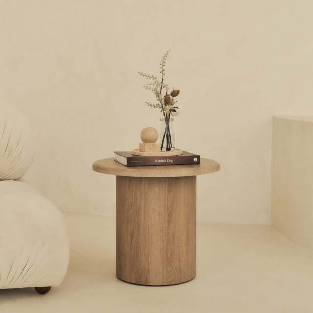 Madison - Washed Wood Round Wooden Side Table - image 1