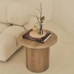 Madison - Washed Wood Round Wooden Side Table - thumbnail 5
