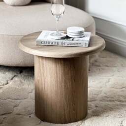 Madison - Washed Wood Round Wooden Side Table - thumbnail 2