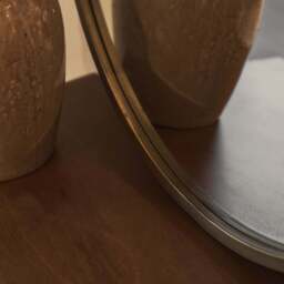 Higgins - Gold Metal Modern Round Wall Mirror 60cm x 60cm - thumbnail 4