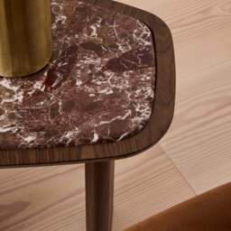Belmont - Red Marble Irregular Dark Wood Side Table - thumbnail 2