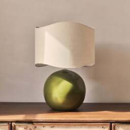 Olera - Olive Gloss Ceramic Wave Shade Table Lamp - thumbnail 3