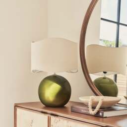 Olera - Olive Gloss Ceramic Wave Shade Table Lamp - thumbnail 1