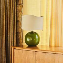 Olera - Olive Gloss Ceramic Wave Shade Table Lamp - thumbnail 2