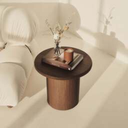 Madison - Dark Wood Round Wooden Side Table - thumbnail 5