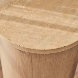Madison - Beige Travertine Round Washed Wood Plinth - thumbnail 2