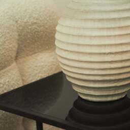 Linosa - Stone Textured Ceramic Drum Shade Table Lamp - thumbnail 2