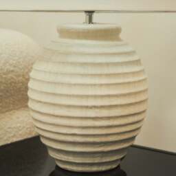 Linosa - Stone Textured Ceramic Drum Shade Table Lamp - thumbnail 4