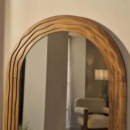 Lucelle - Extra Large Full Length Warm Wood Arched Mirror 180cm x 120cm - thumbnail 2