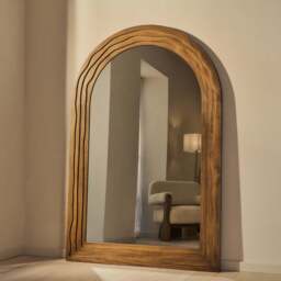 Lucelle - Extra Large Full Length Warm Wood Arched Mirror 180cm x 120cm - thumbnail 4