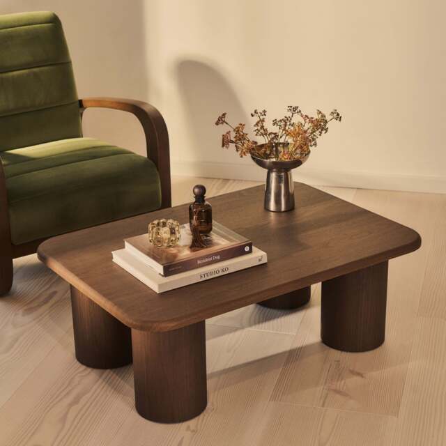 Alina - Dark Wood Rectangular Large Wooden Coffee Table - image 1