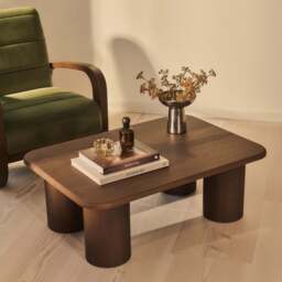 Alina - Dark Wood Rectangular Large Wooden Coffee Table - thumbnail 1