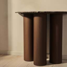 Trivium - Dark Emperador Curved Dark Wood Premium Console Table - thumbnail 6