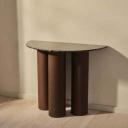 Trivium - Dark Emperador Curved Dark Wood Premium Console Table - thumbnail 4