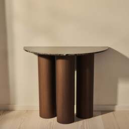 Trivium - Dark Emperador Curved Dark Wood Premium Console Table - thumbnail 2