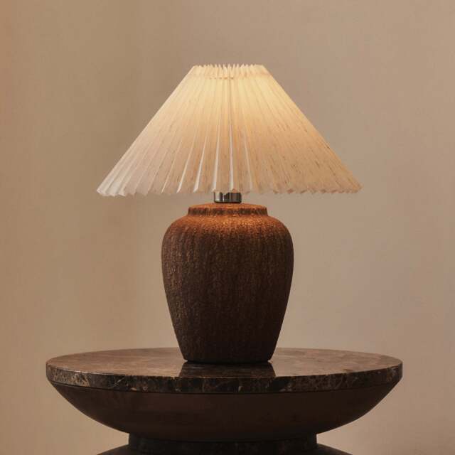 Sicily - Brown Ceramic Pleated Shade Table Lamp - image 1