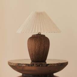 Sicily - Brown Ceramic Pleated Shade Table Lamp - thumbnail 2