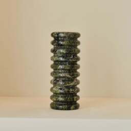 Varella - Large Green Marble Ribbed Decorative Vase 25cm