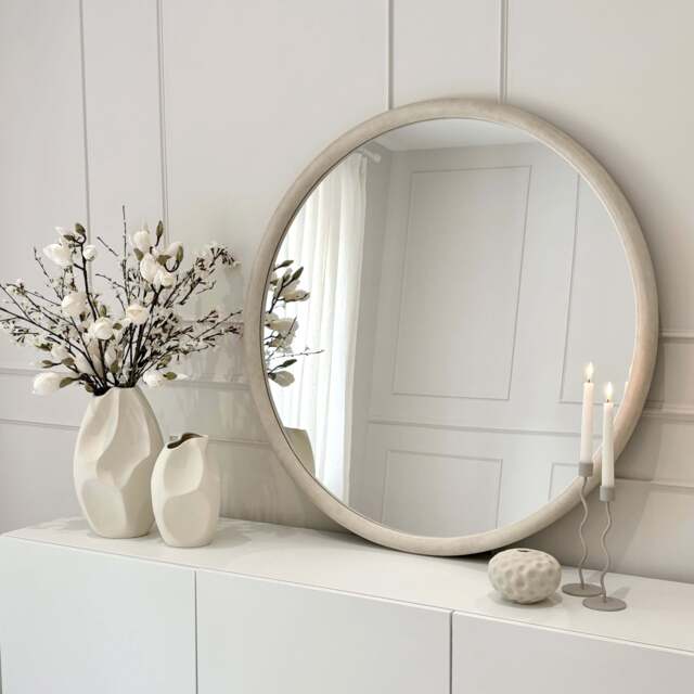 Amora - Large Concrete Round Wall Mirror 100cm x 100cm - image 1