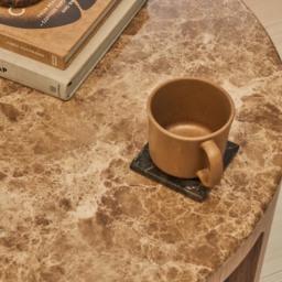 Milford - Light Emperador Round Washed Wood Coffee Table - thumbnail 6