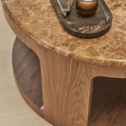 Milford - Light Emperador Round Washed Wood Coffee Table - thumbnail 4