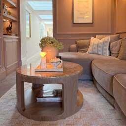 Milford - Light Emperador Round Washed Wood Coffee Table - thumbnail 2
