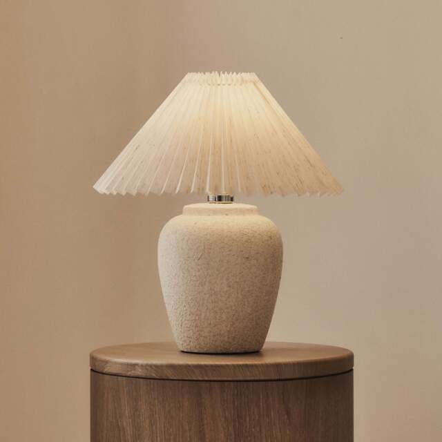 Sicily - Stone Ceramic Pleated Shade Table Lamp - image 1