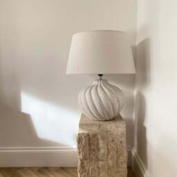 Caprera - Stone Textured Ceramic Drum Shade Table Lamp - thumbnail 3