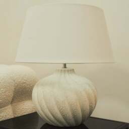 Caprera - Stone Textured Ceramic Drum Shade Table Lamp - thumbnail 4