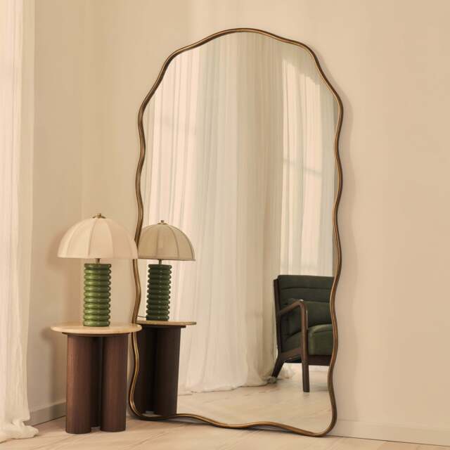 Sabrina - Antique Bronze Full Length Wavy Arched Metal Mirror 180cm x 100cm - image 1
