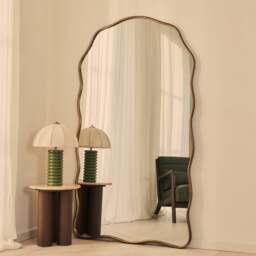 Sabrina - Antique Bronze Full Length Wavy Arched Metal Mirror 180cm x 100cm - thumbnail 1