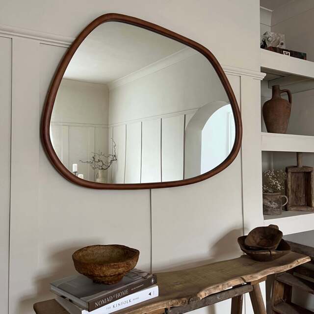 Aaliyah - Dark Wood Irregular Wall Mirror 110cm x 80cm - image 1