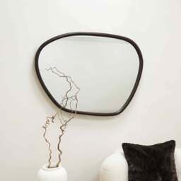 Aaliyah - Dark Wood Irregular Wall Mirror 110cm x 80cm - thumbnail 3