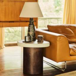 Aegean - Dark Burl Wood & Concrete Irregular Side Table - thumbnail 2