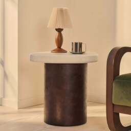 Aegean - Dark Burl Wood & Concrete Irregular Side Table - thumbnail 1