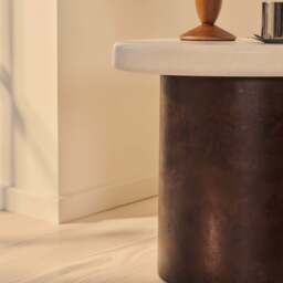 Aegean - Dark Burl Wood & Concrete Irregular Side Table - thumbnail 3