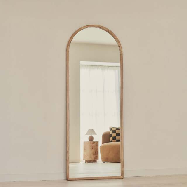 Arden - Light Wood Full Length Arched Wooden Mirror 160cm x 60cm - image 1