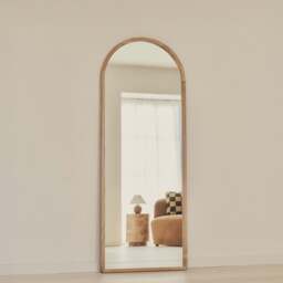 Arden - Light Wood Full Length Arched Wooden Mirror 160cm x 60cm - thumbnail 1